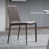 Gray Saddle Leather Upholstered High Back Dining Chair Set of 2 for Modern Dining Room Decor